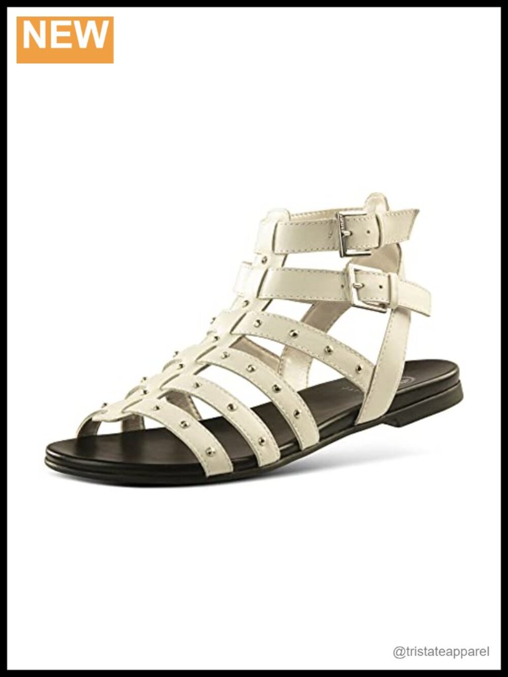 Women's Leather Gladiator Sandals Flat Open Toe Ankle Strap Summer